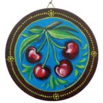 Round Artwork with Cherries – Sicilian Cart Style